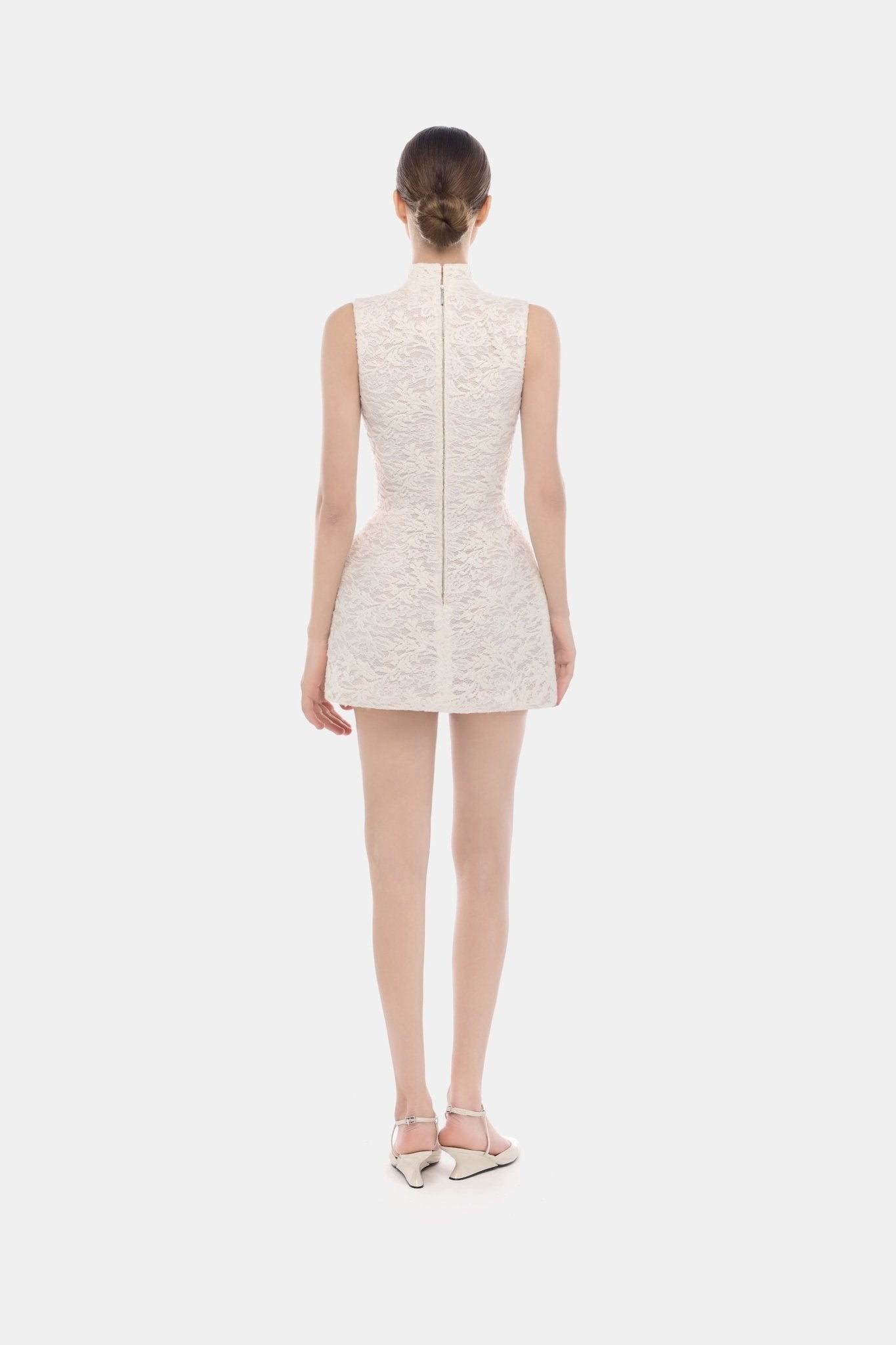 Ivory High Neck Bow Dress - Montsand