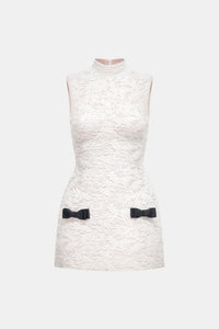 Ivory High Neck Bow Dress - Montsand