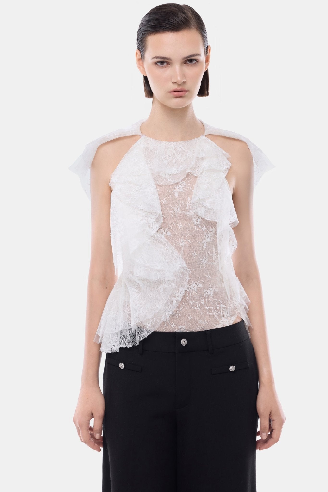 Ivory Lace Flounce Top - Montsand
