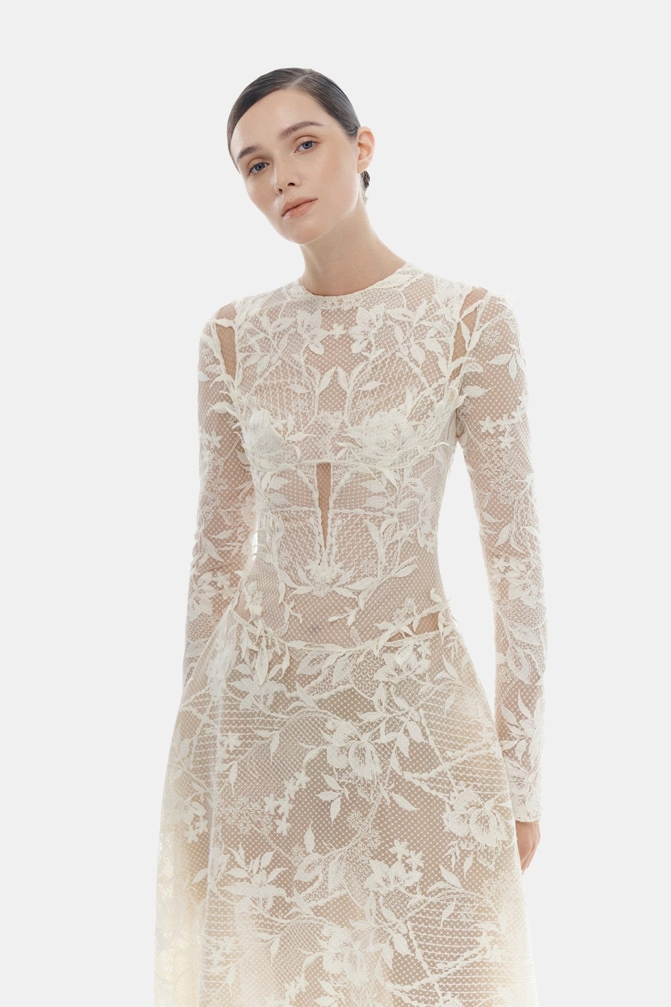 Ivory Lace Maxi Dress M Ivory Lace Maxi Dress M