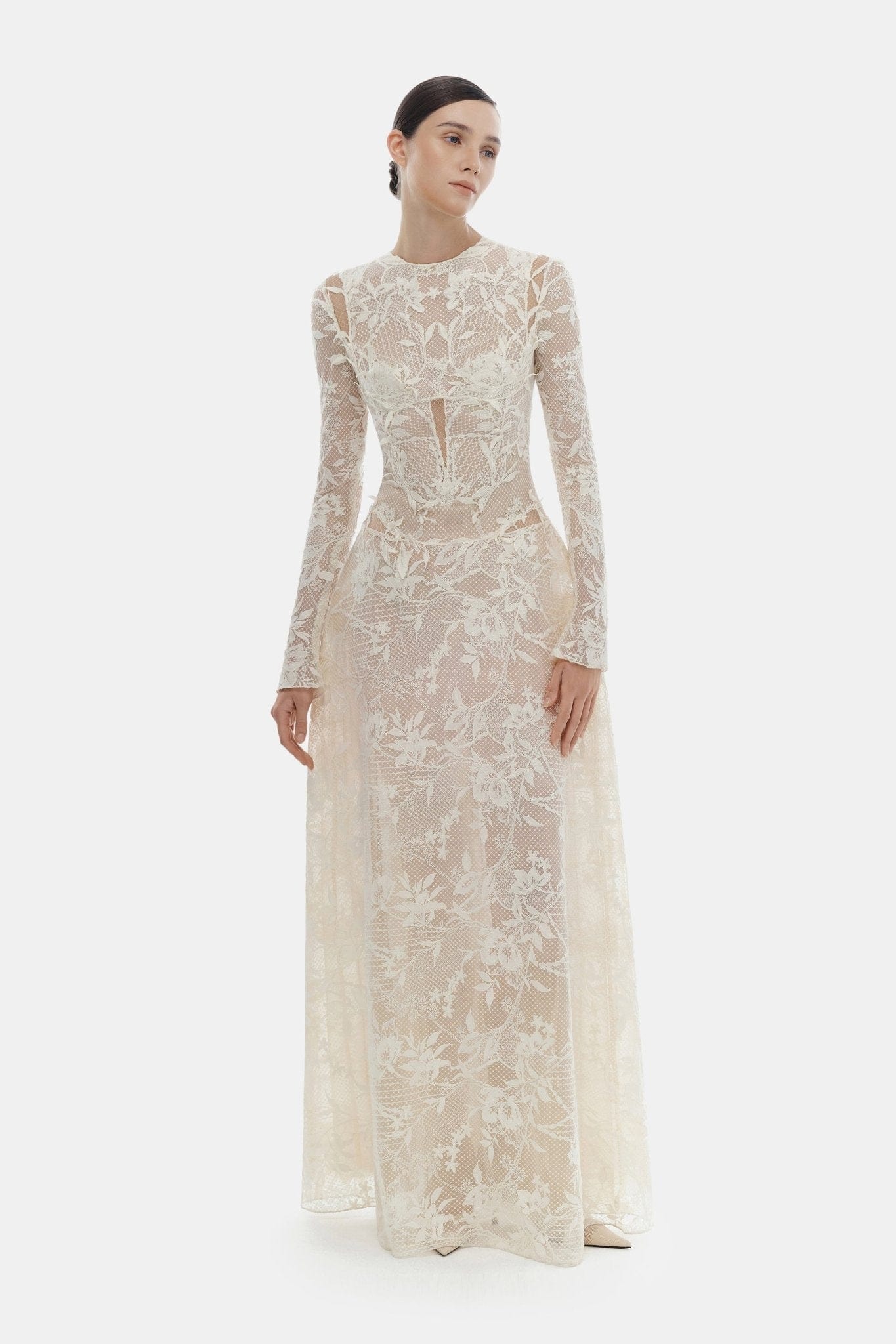 Ivory Lace Maxi Dress - Montsand