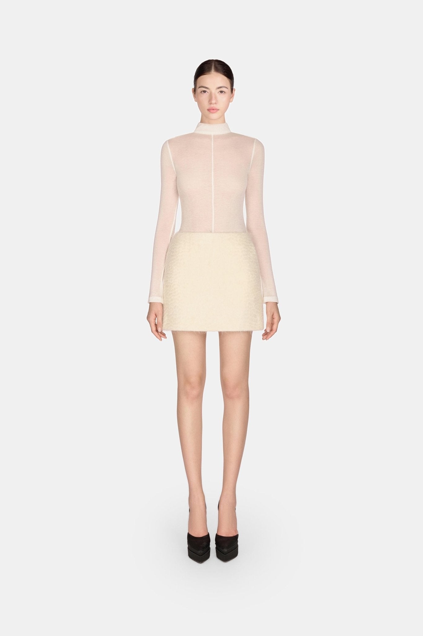 Ivory Mohair Mini Skirt - Montsand