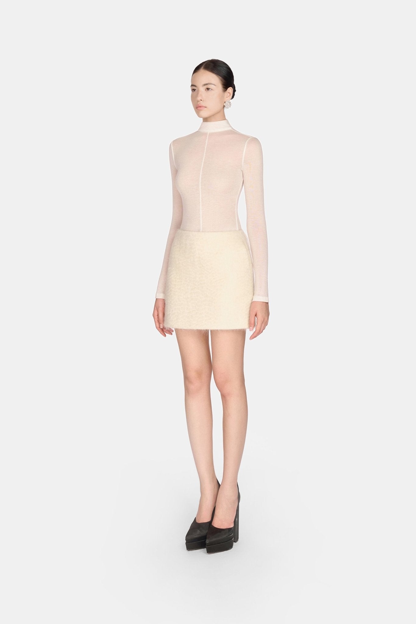 Ivory Mohair Mini Skirt - Montsand