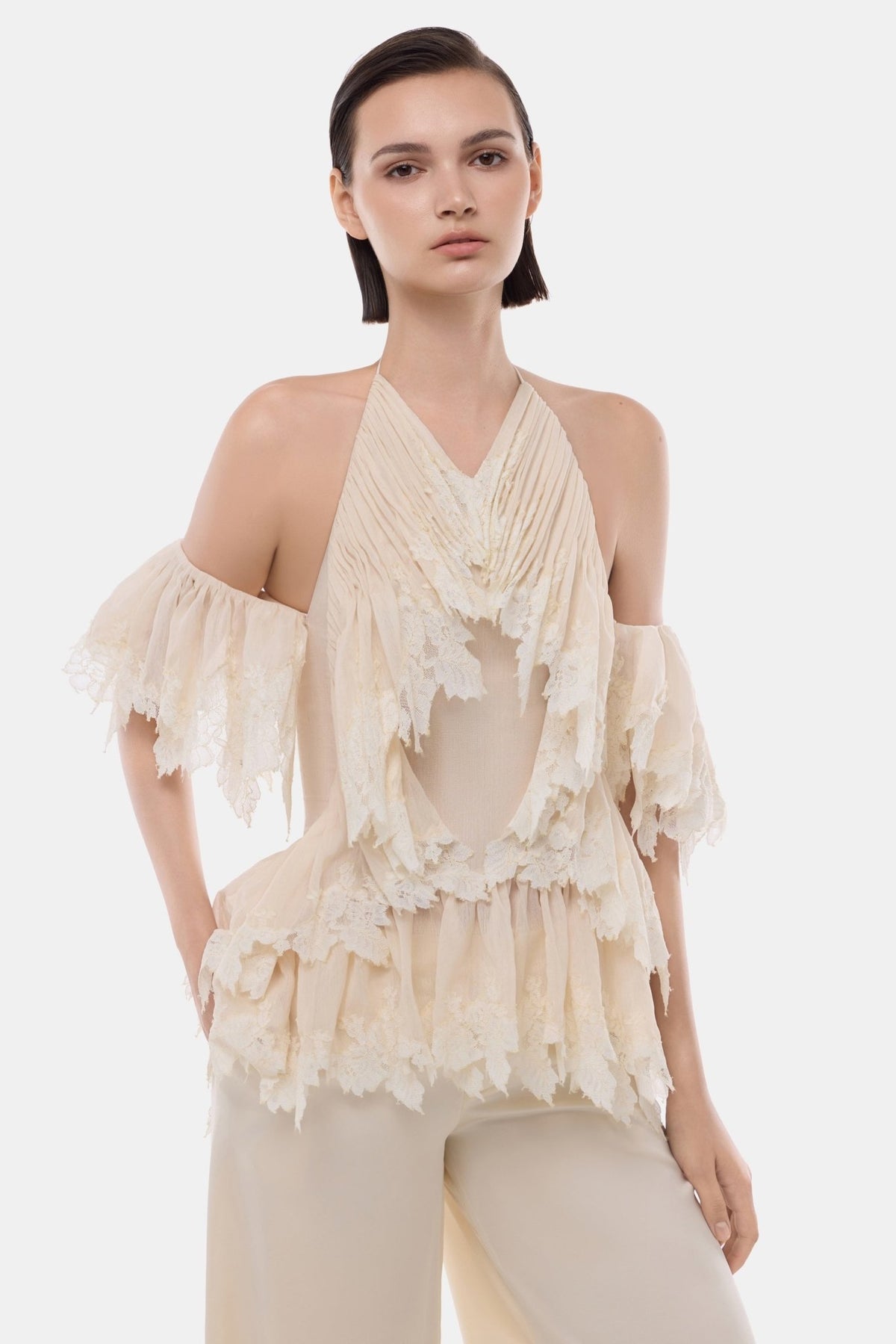 Ivory Ruffled Halter Top - Montsand