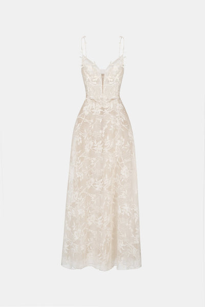 milly fit and flare rib dress Falldon 3d Floral Mini Dress in Ivory main image 0