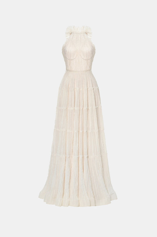 Ivory Tiered Halter Maxi Dress - Montsand