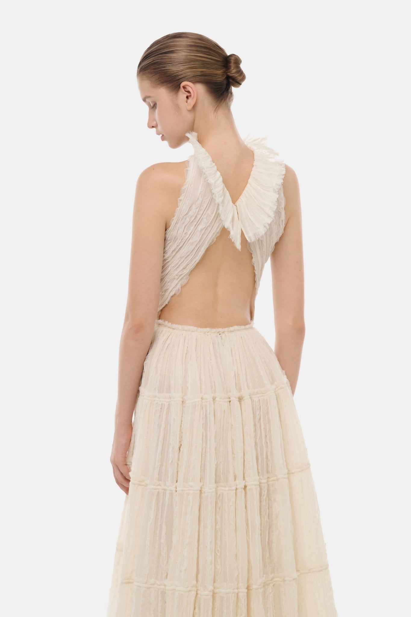 Ivory Tiered Halter Maxi Dress - S Ivory Tiered Halter Maxi Dress - S