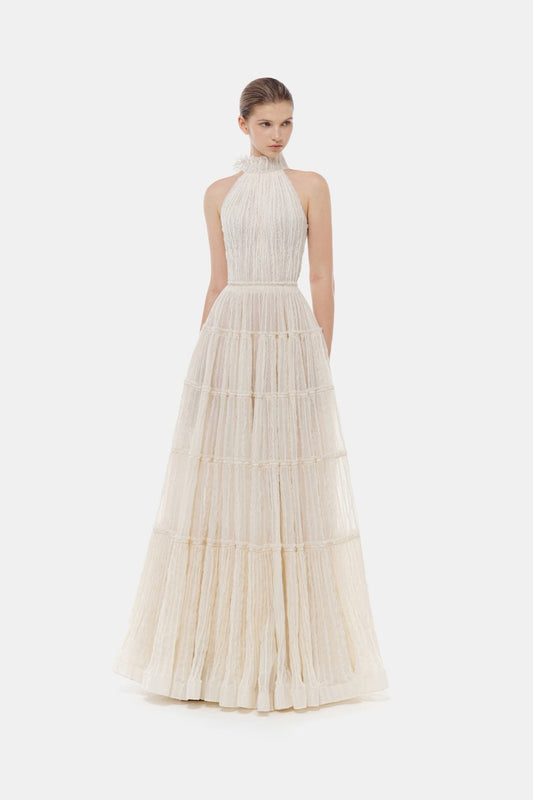 Ivory Tiered Halter Maxi Dress - Montsand