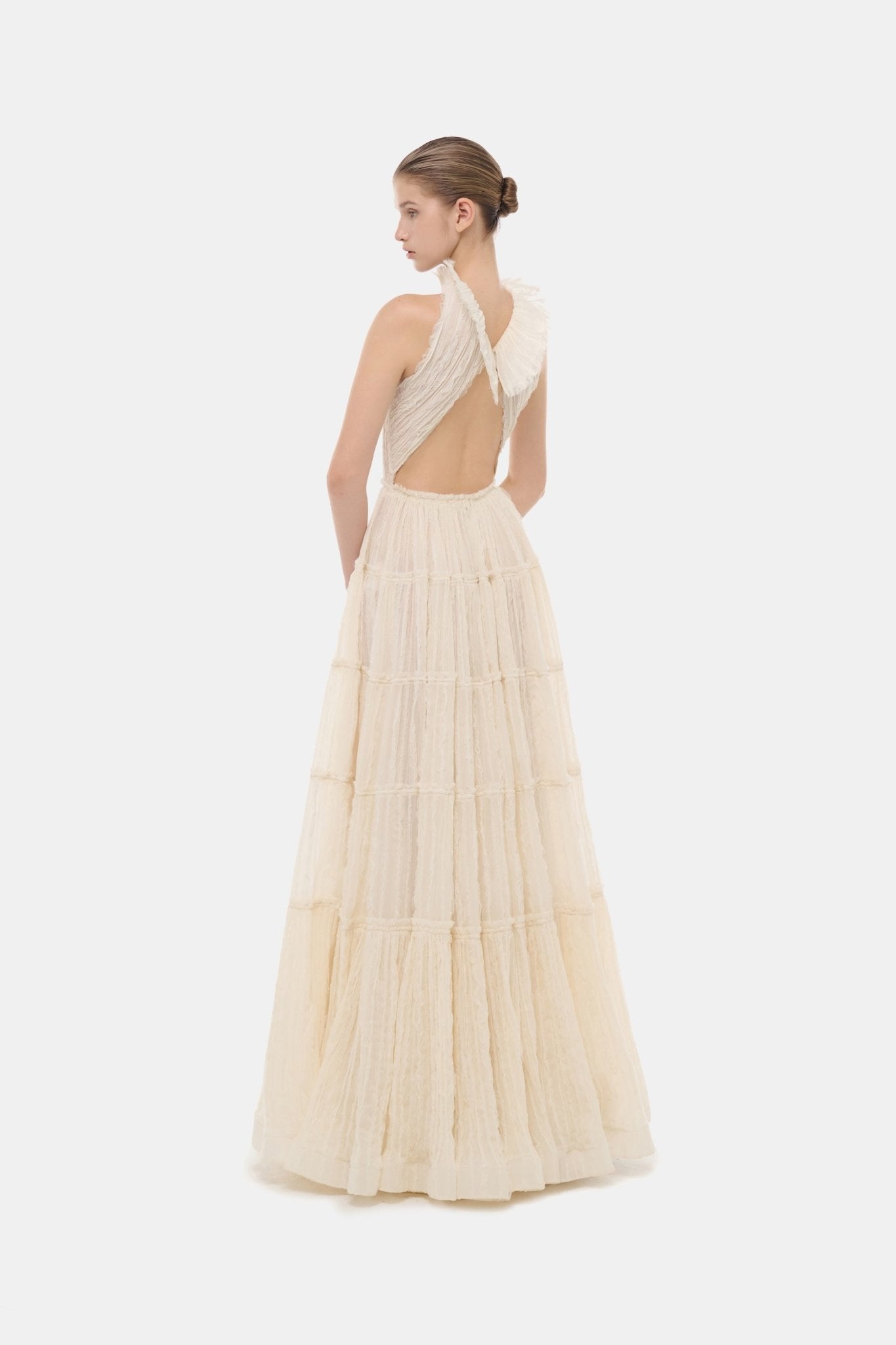 Ivory Tiered Halter Maxi Dress - S Ivory Tiered Halter Maxi Dress - S