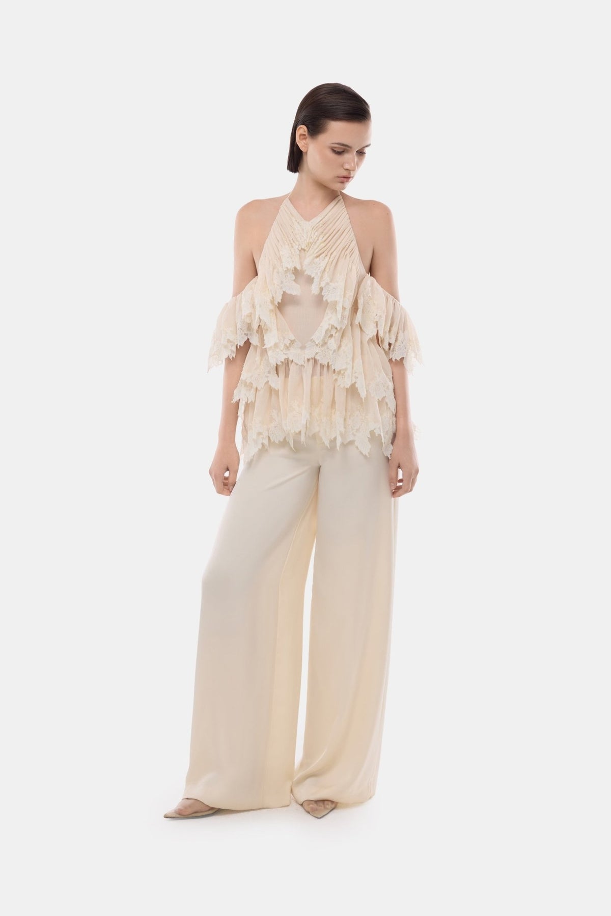 Ivory Wide Leg Trousers - Montsand