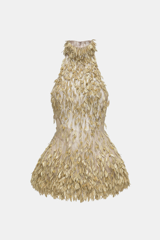 Gold High Neck Jumpsuit
