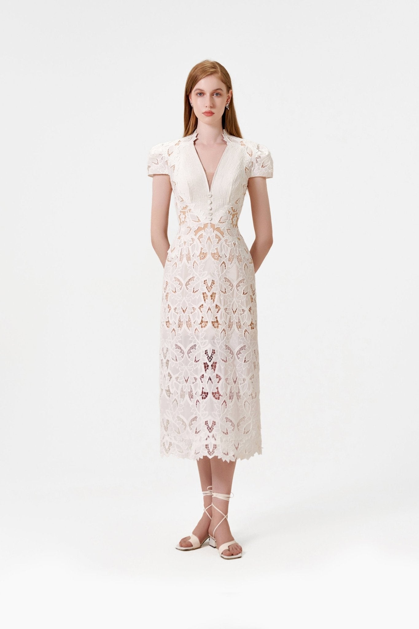 Lace Embroidered Midi Dress - Montsand