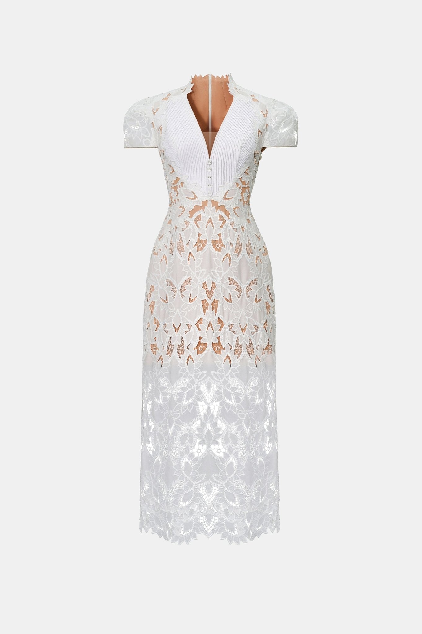 Lace Embroidered Midi Dress - Montsand