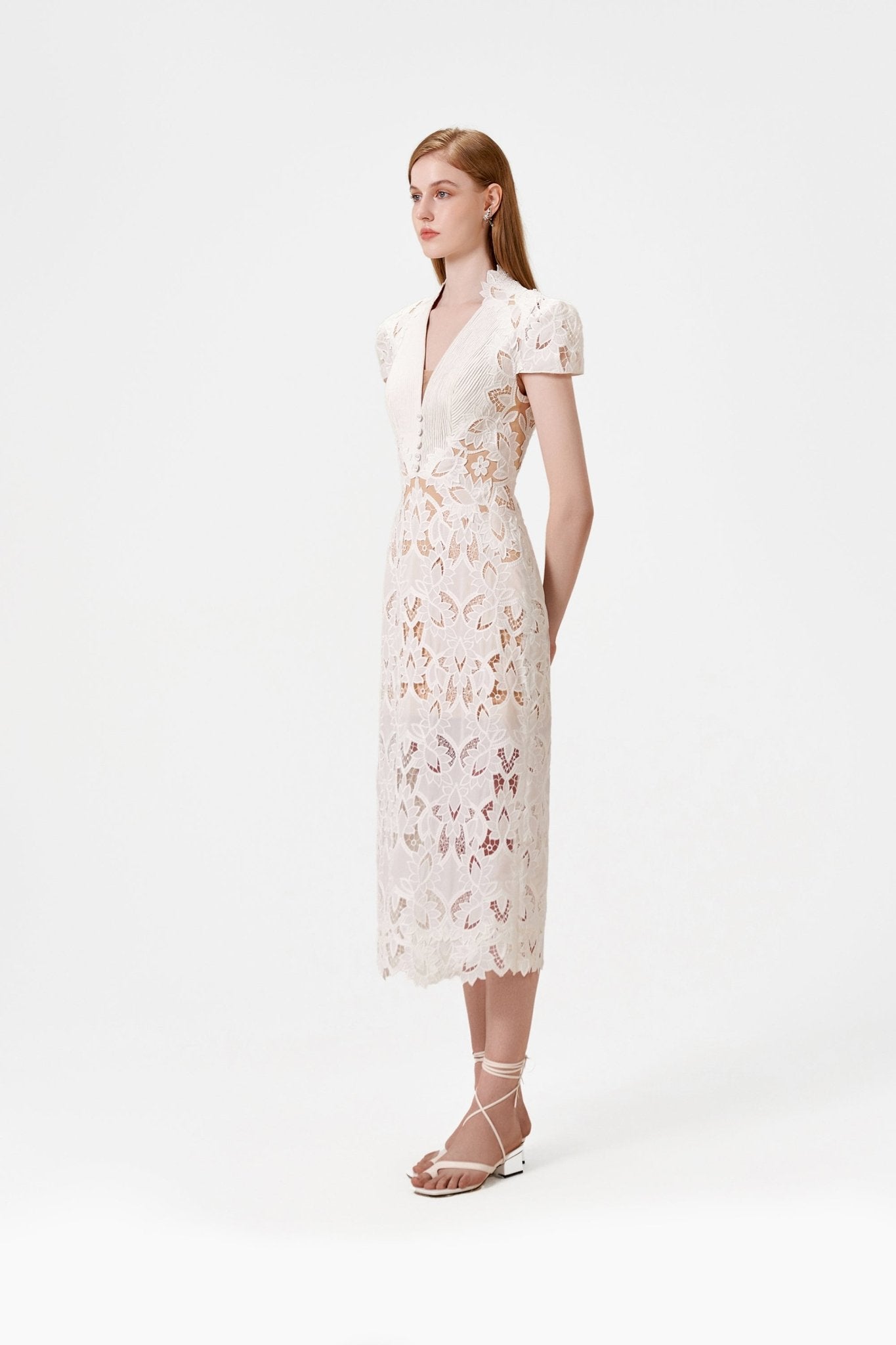 Lace Embroidered Midi Dress - Montsand
