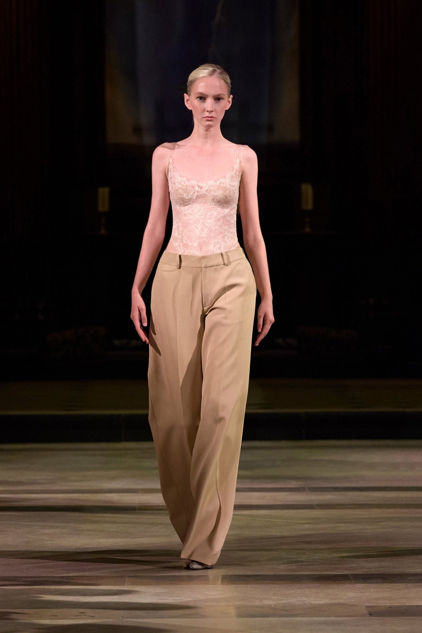 Lace Top Straight Leg Pants Set - Montsand