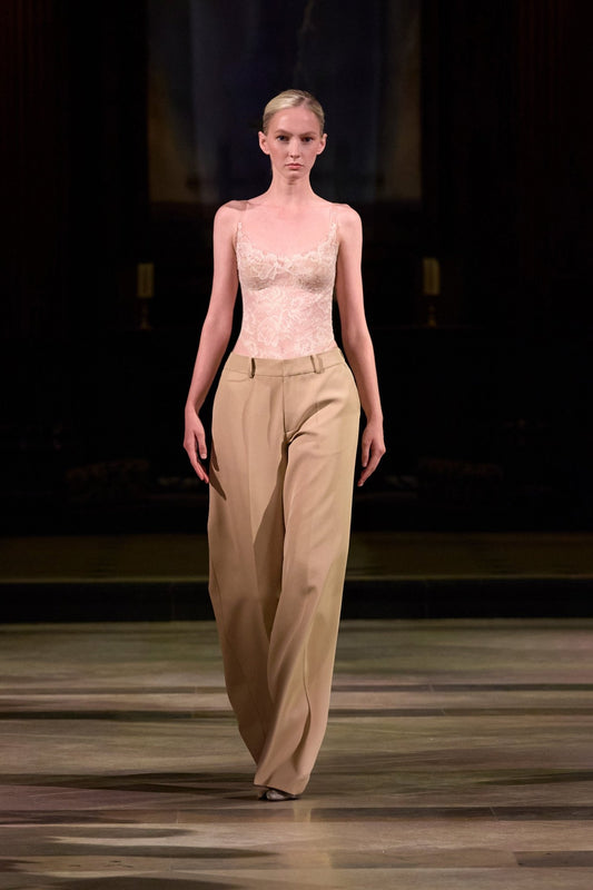 Lace Top Straight Leg Pants Set - Montsand