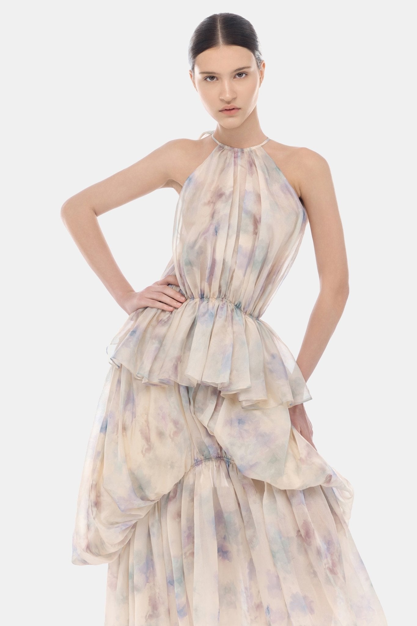 Lavender Tiered Halter Bubble Dress - Montsand