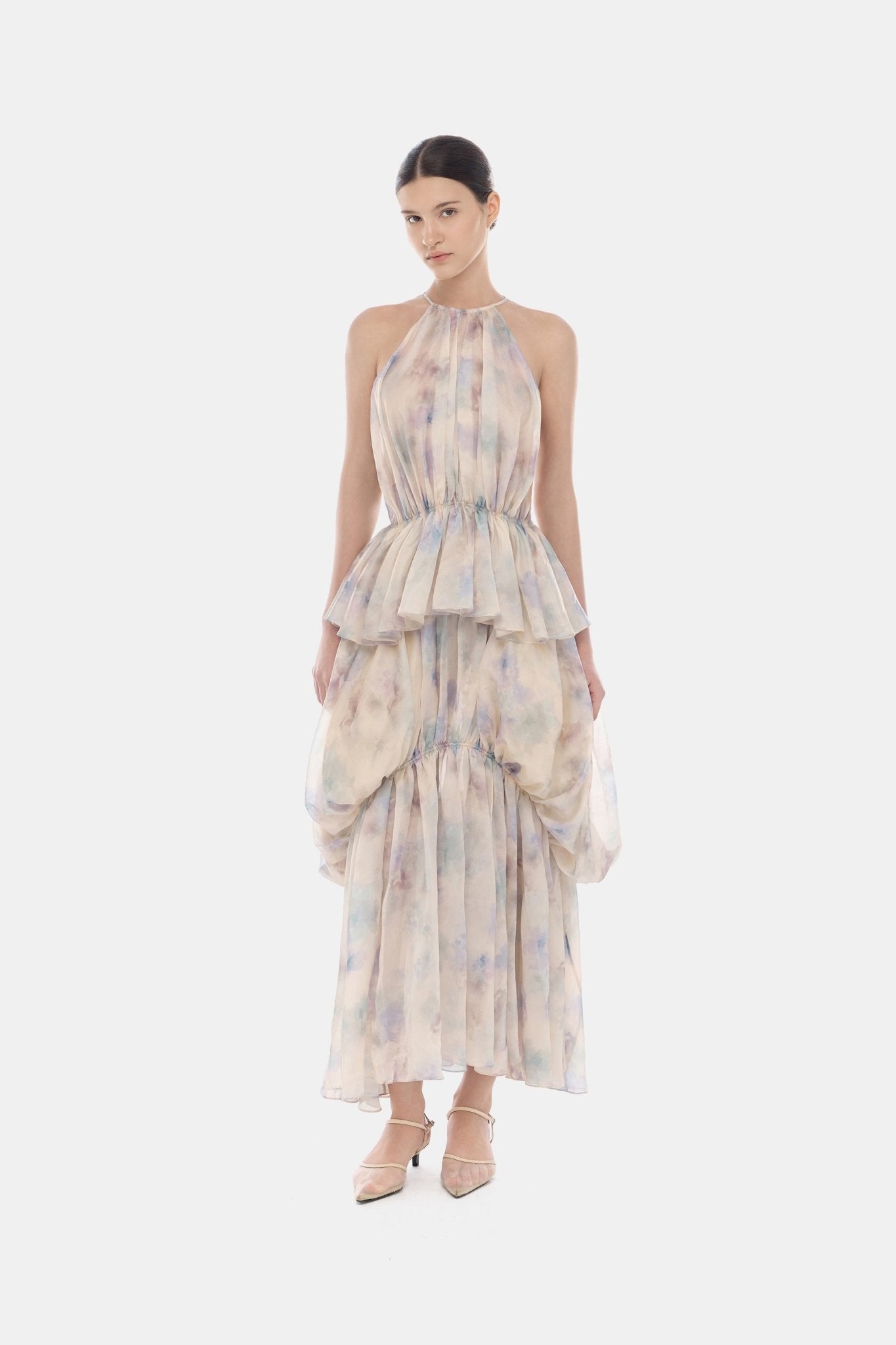 Lavender Tiered Halter Bubble Dress - Montsand
