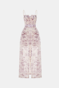 Lilac Embroidered Cotton Maxi Set - Montsand