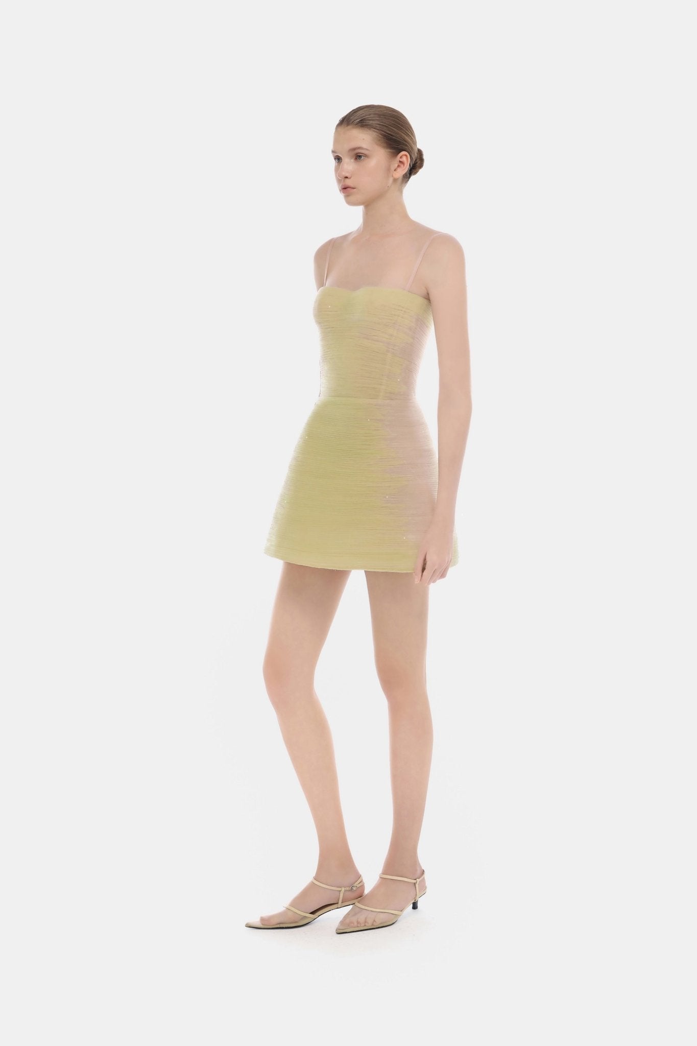 Lime Crinkled Mini Dress - Montsand