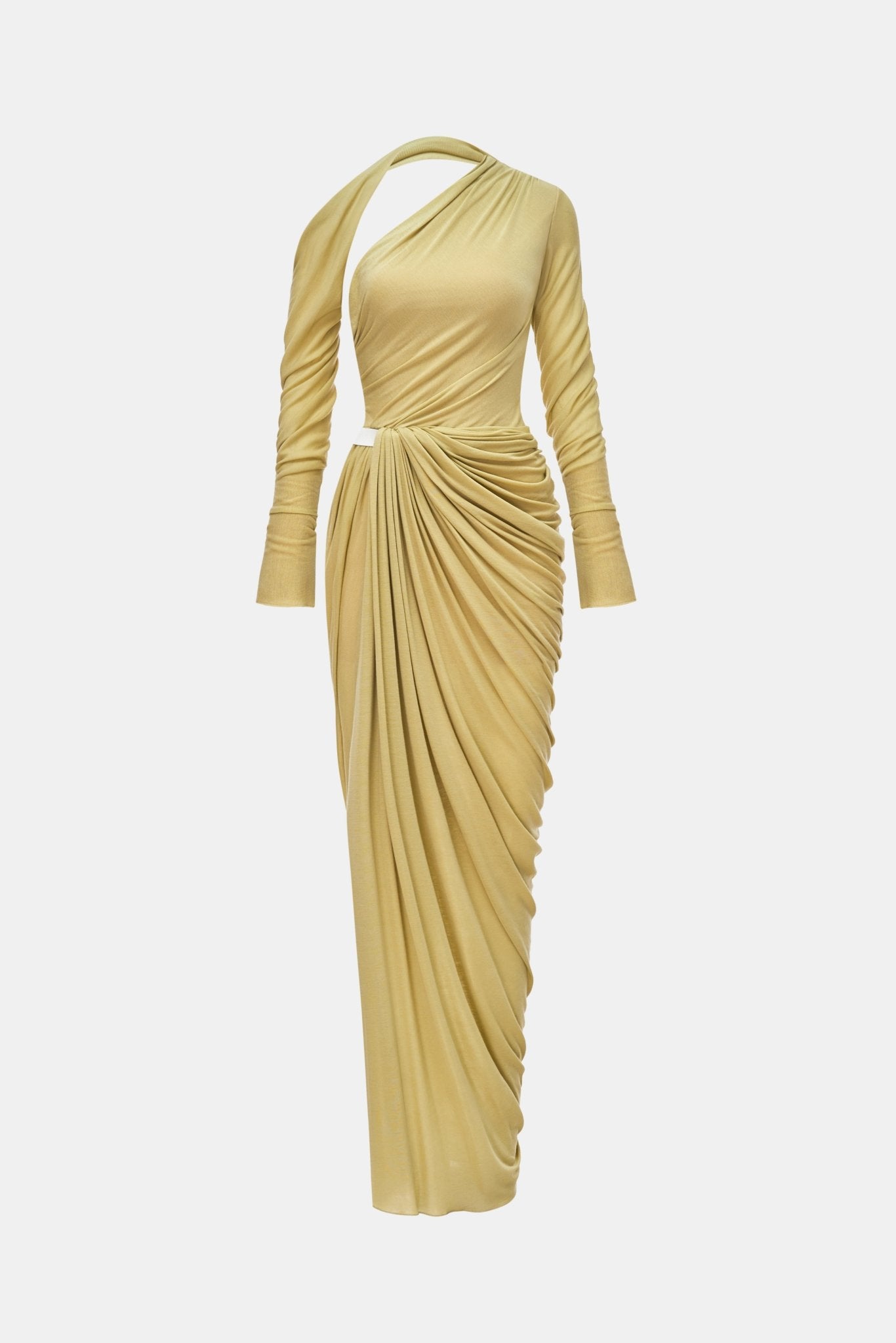 Lime Draped Asymmetric Maxi Dress Dresses Montsand