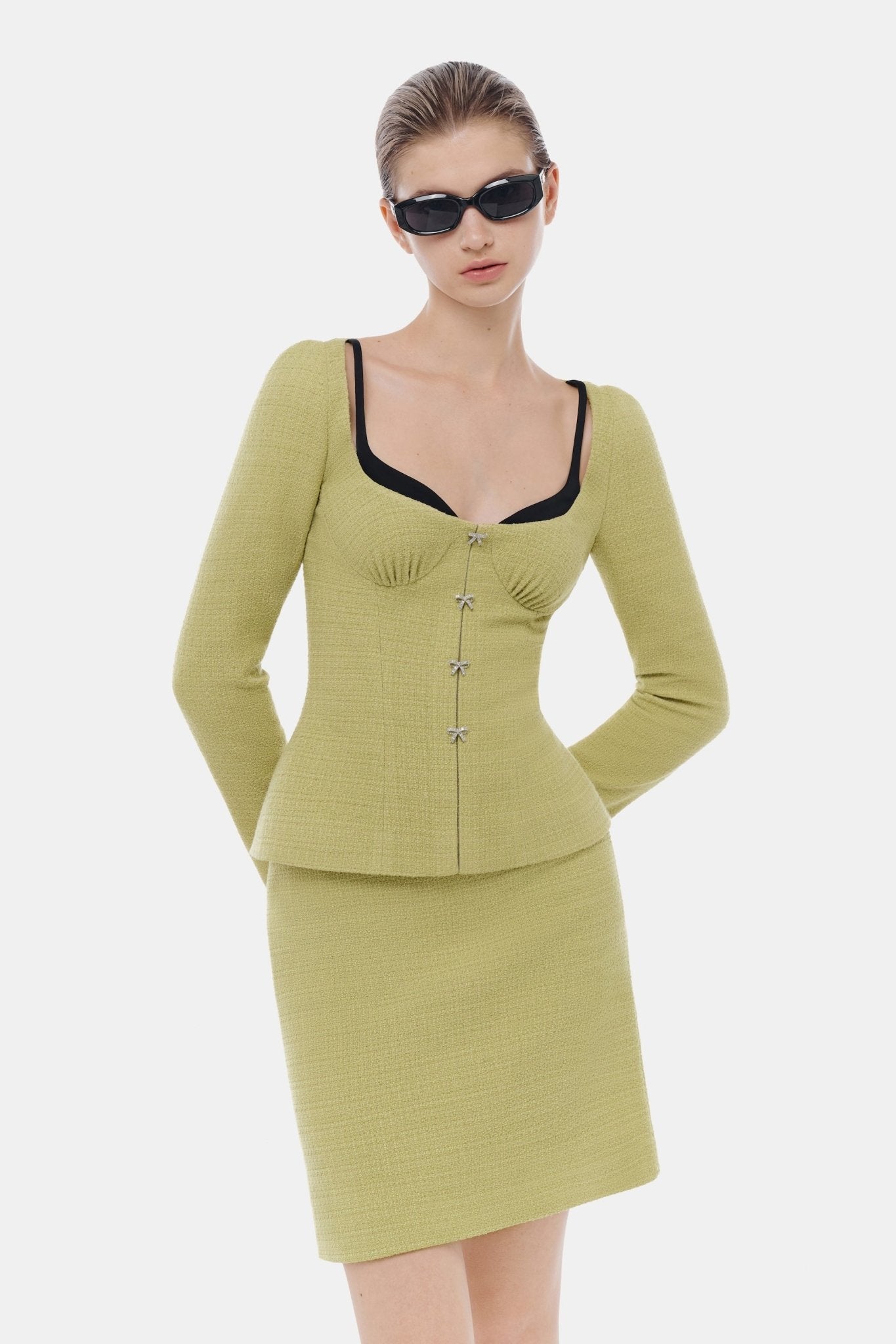 Lime Tweed Corset Blazer - Montsand