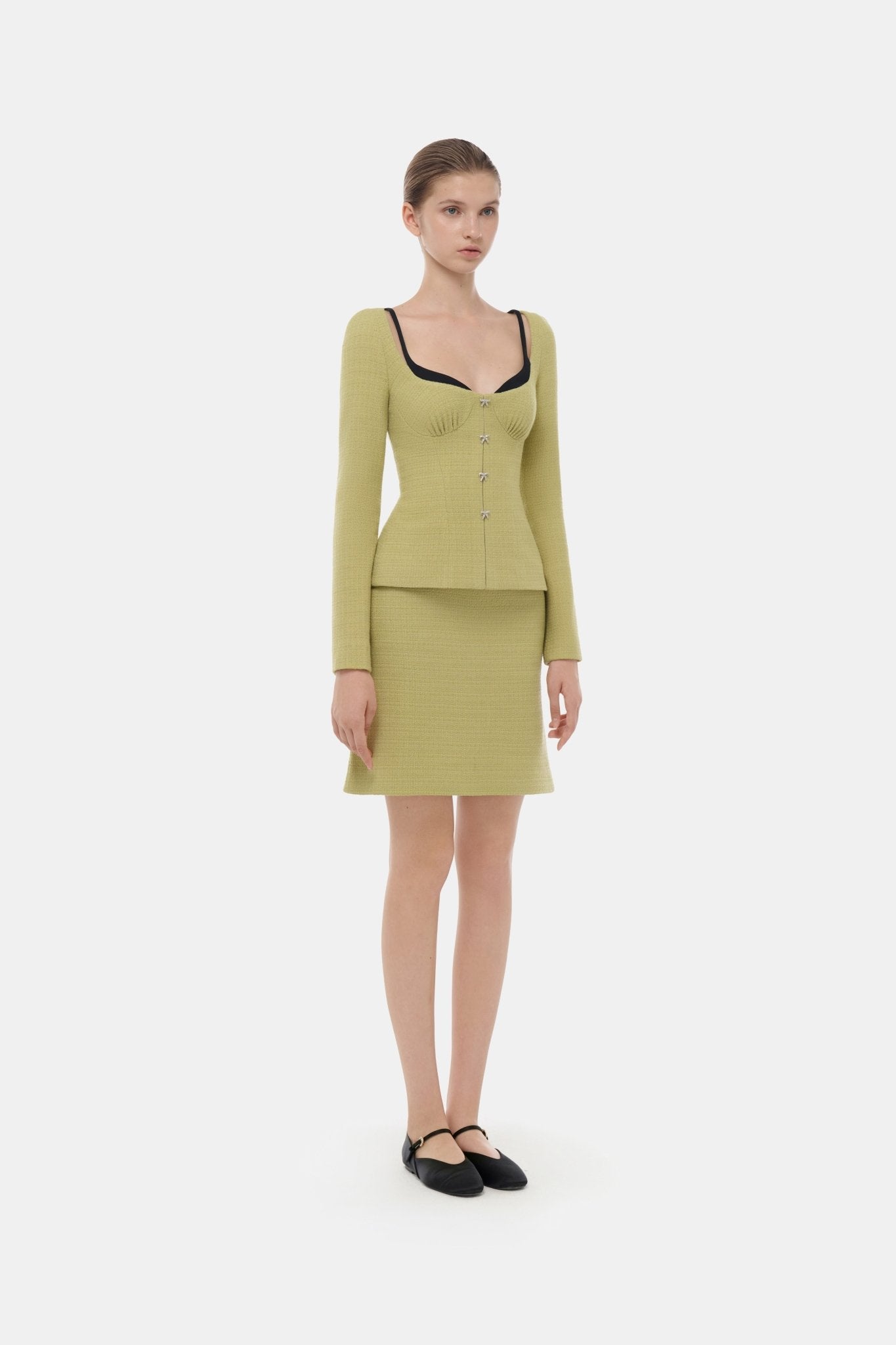 Lime Tweed Mini Skirt - Montsand