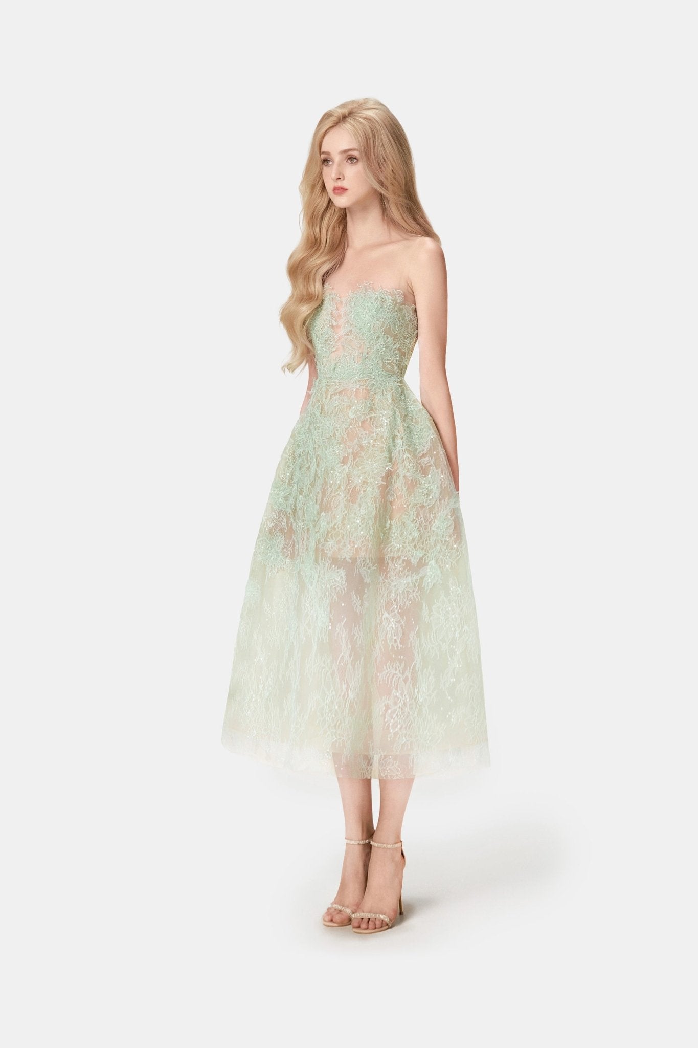 Mint Beaded Lace Dress - Montsand