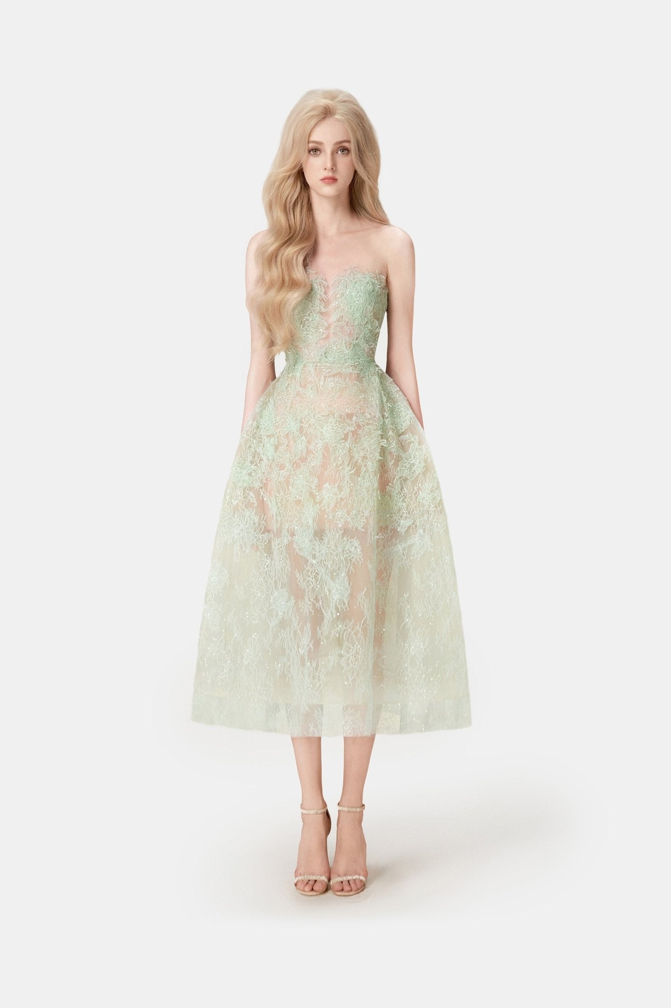 Mint Beaded Lace Dress - Montsand