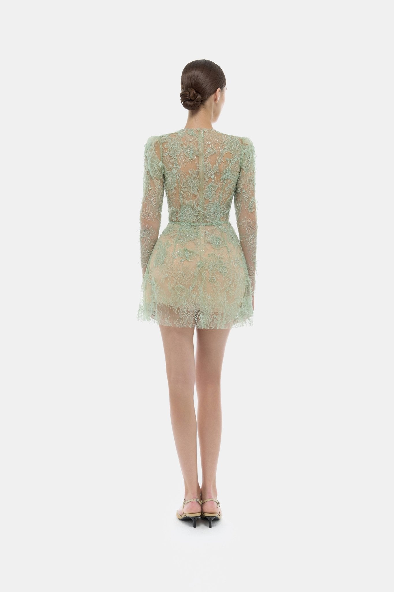 Mint Beaded Lace Mini Dress - Montsand
