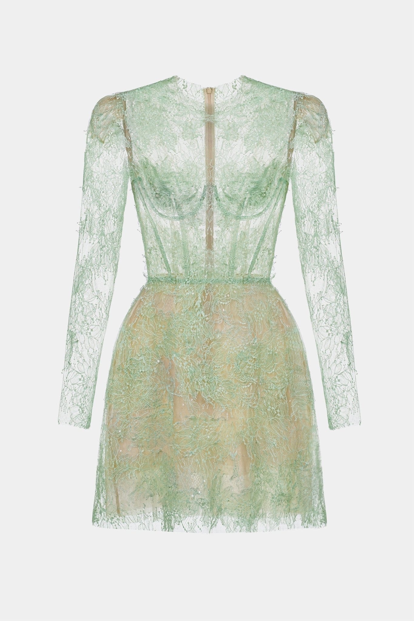 Mint Beaded Lace Mini Dress - Montsand
