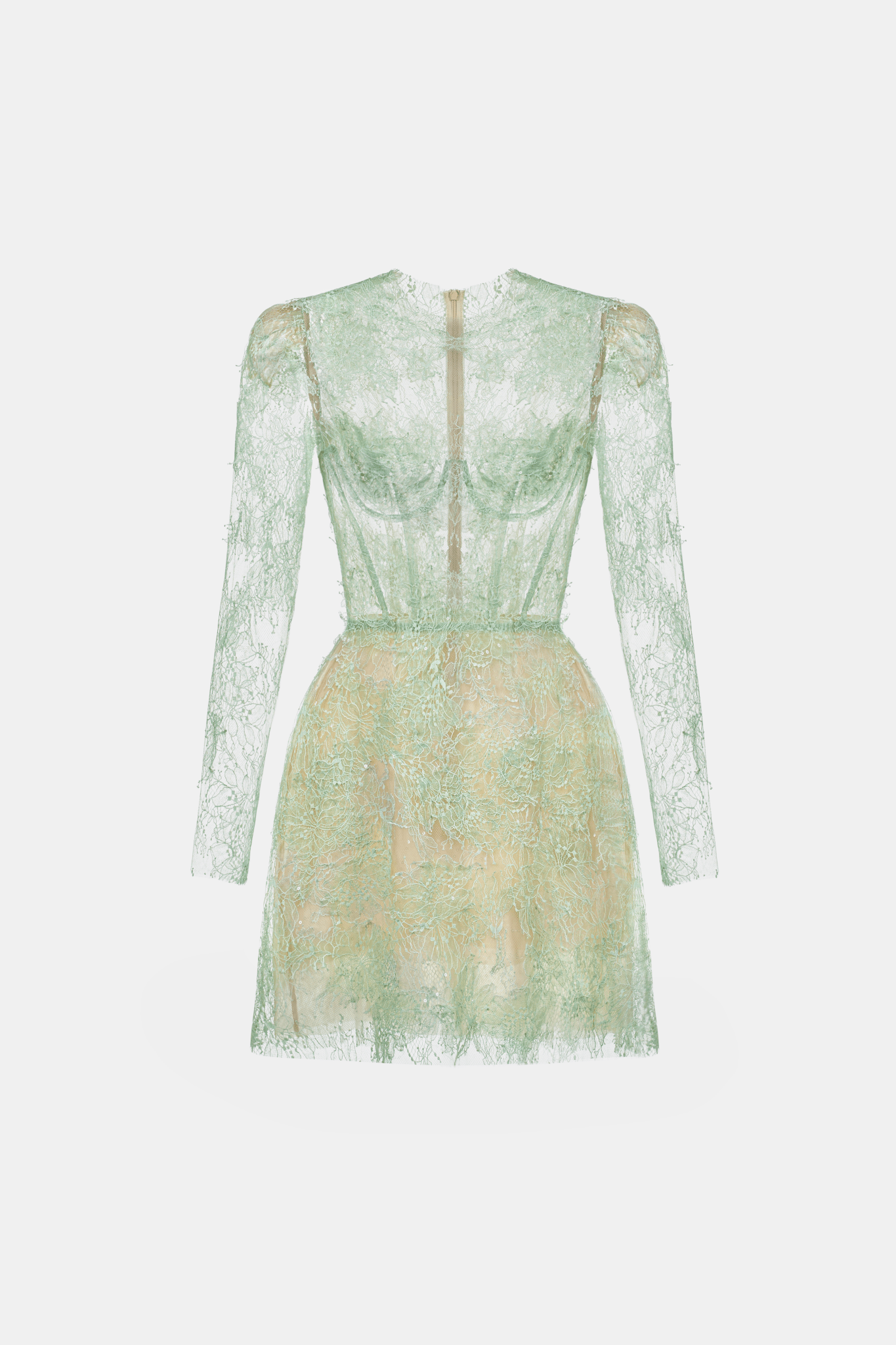 Mint Beaded Lace Mini Dress - Montsand