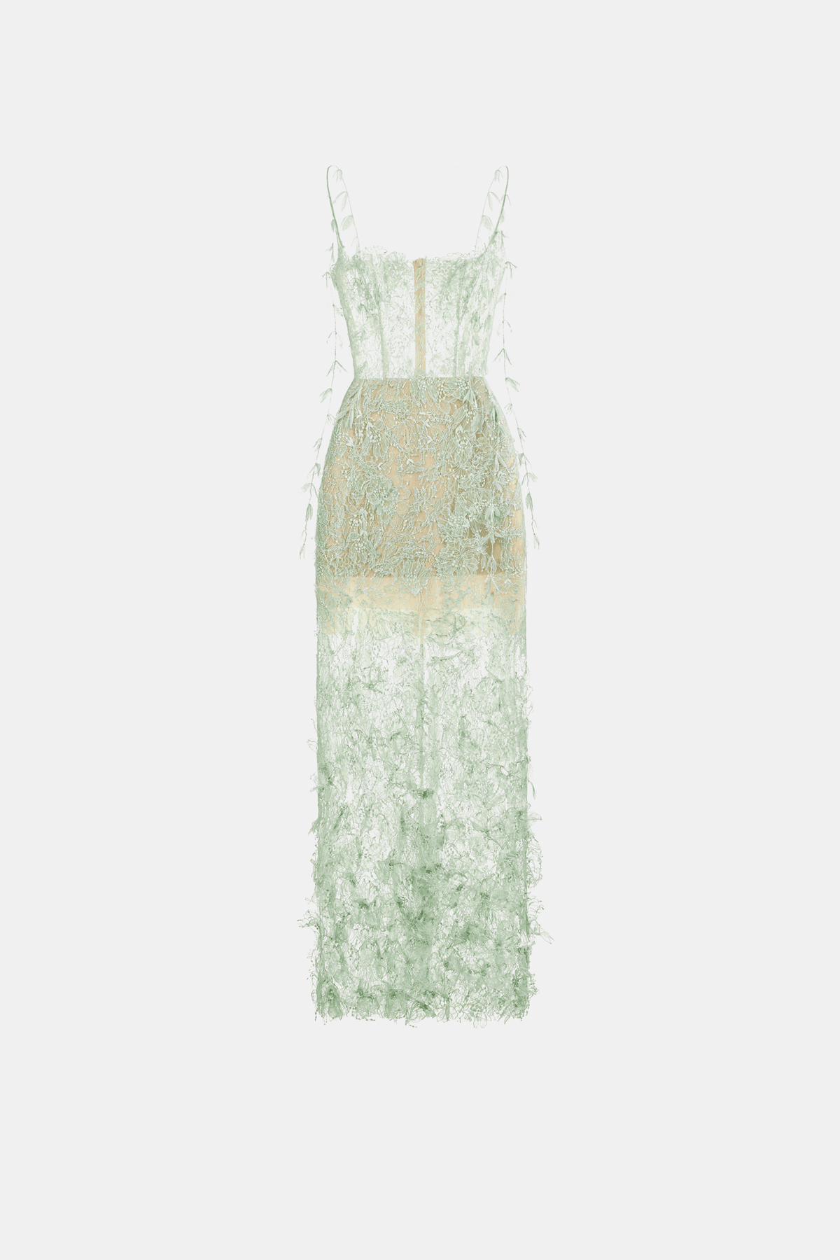 Mint Beaded Lace Pencil Dress. - Montsand