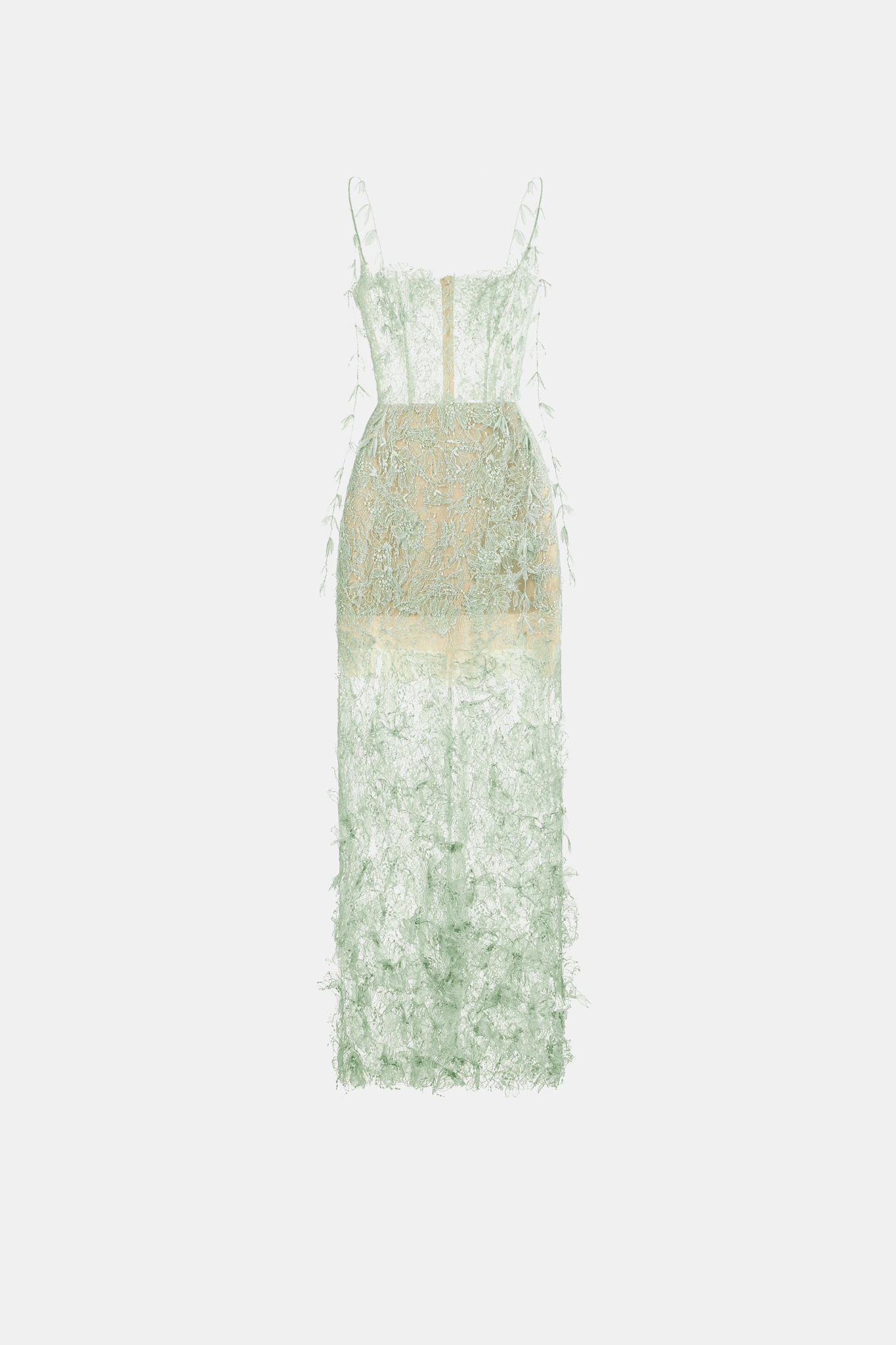 Mint Beaded Lace Pencil Dress. - Montsand