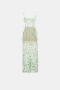 Mint Beaded Lace Pencil Dress. - Montsand