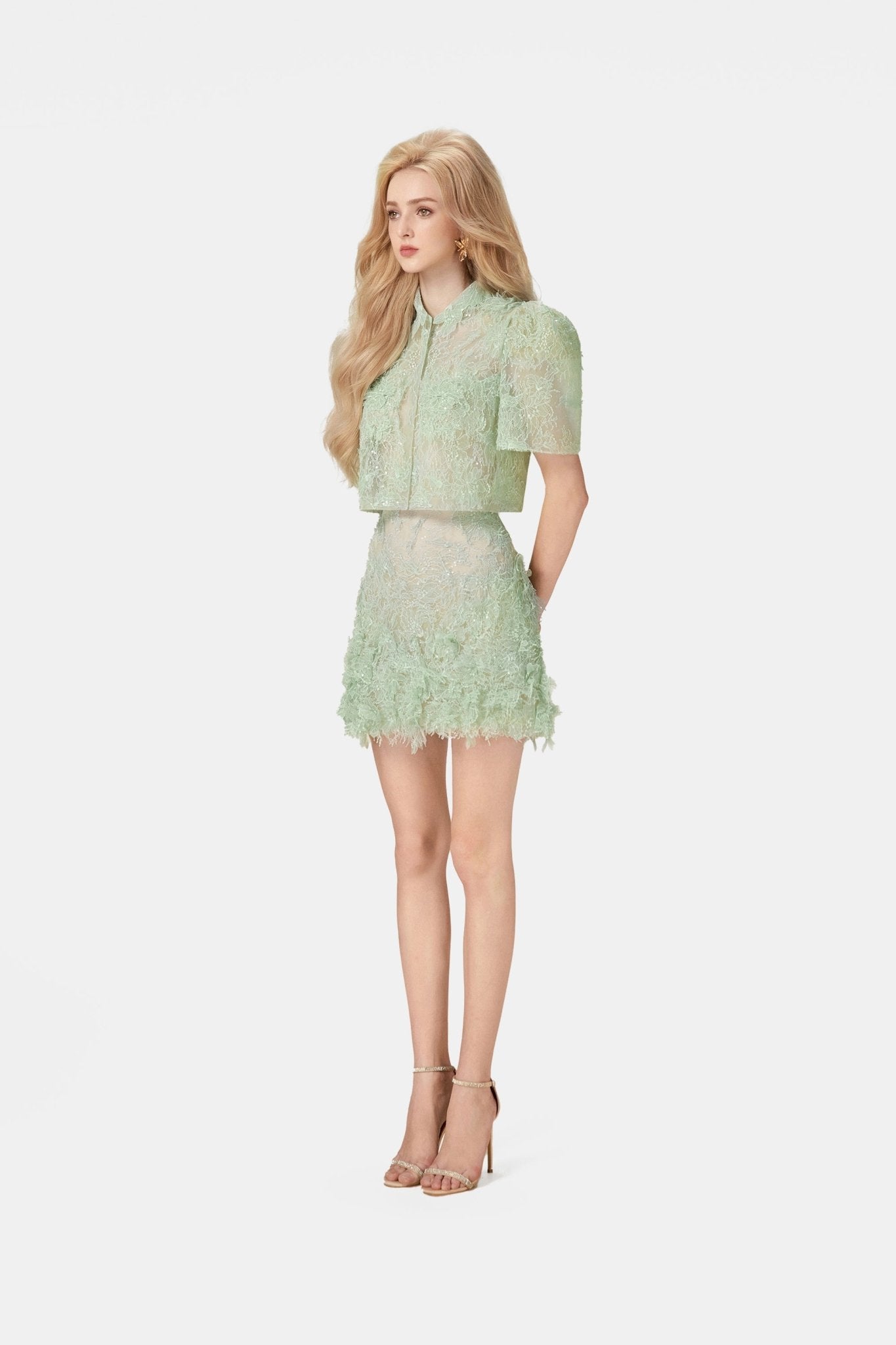 Mint Beaded Lace Top - Montsand