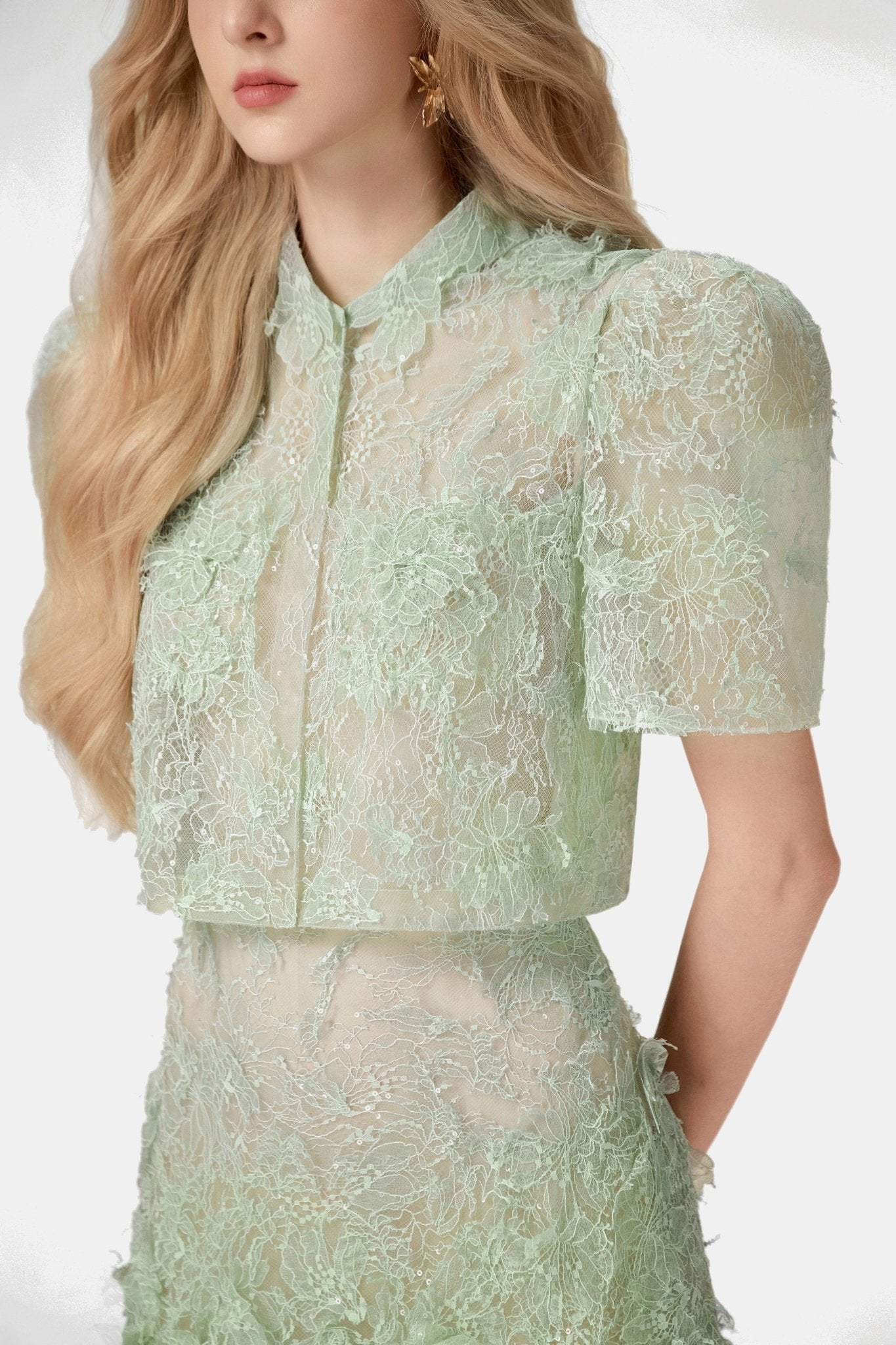 Mint Beaded Lace Top - Montsand