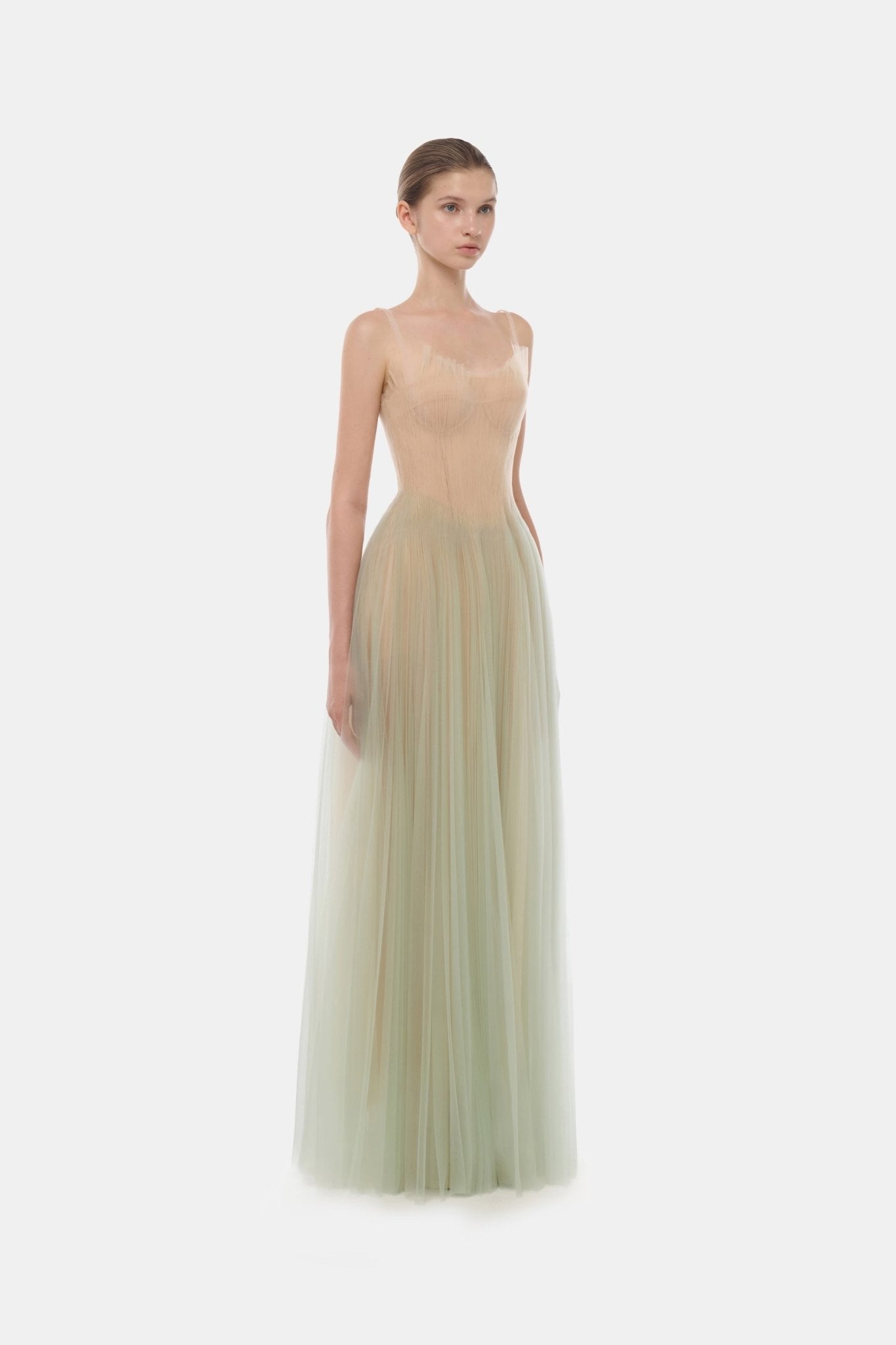 Mint Corset Tulle Maxi Dress - Montsand