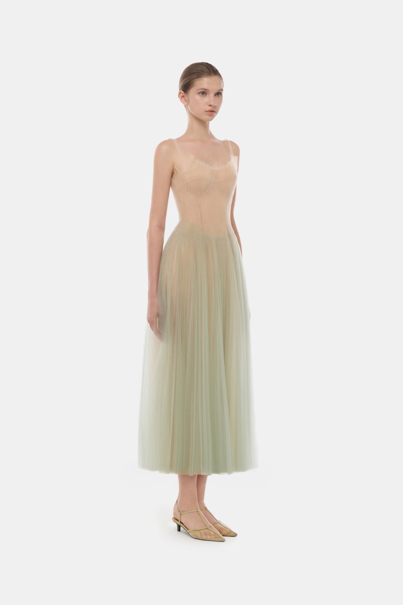 Mint Corset Tulle Midi Dress - Montsand