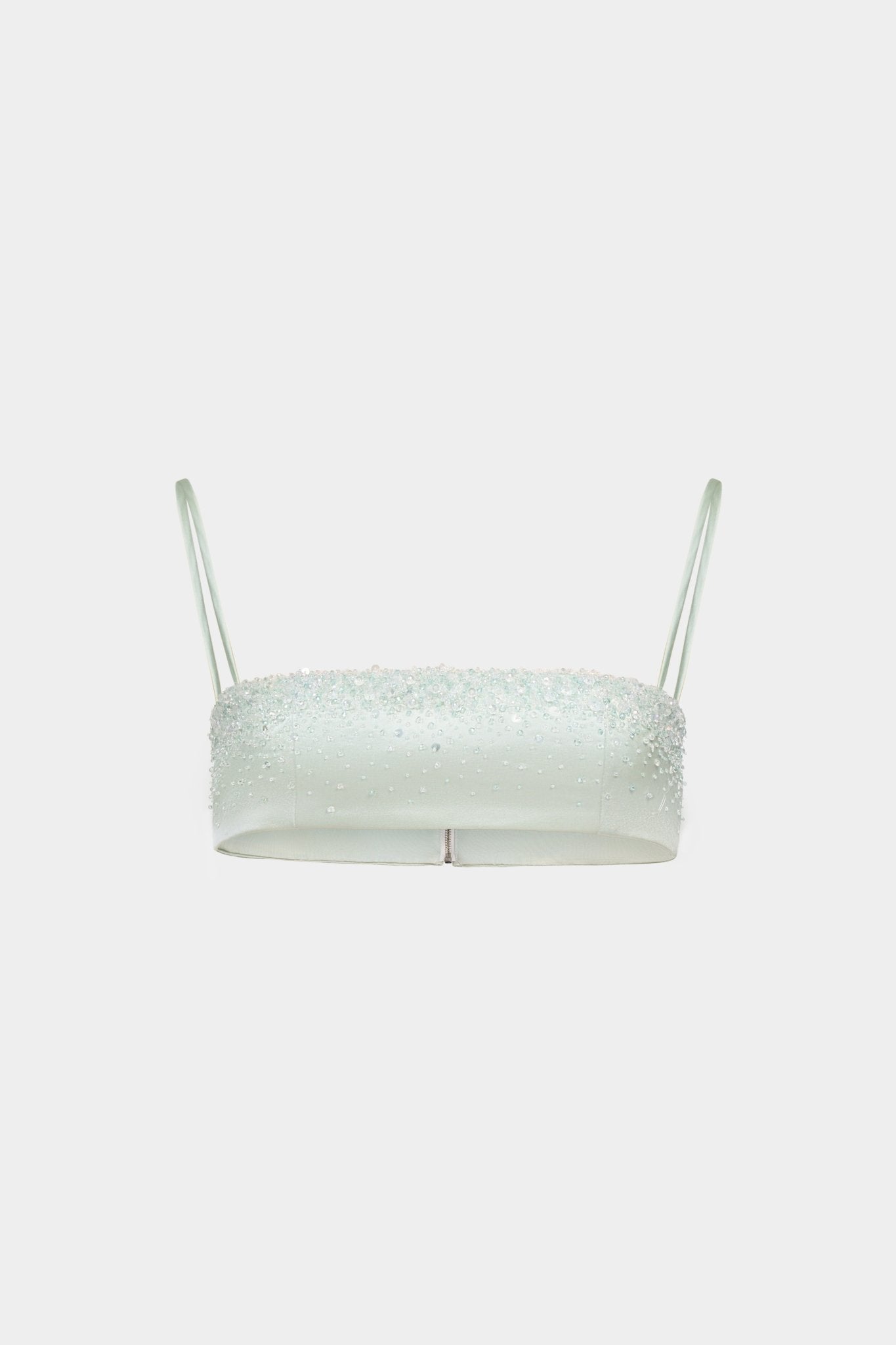 Mint Crystal Beaded Silk Bra - Montsand