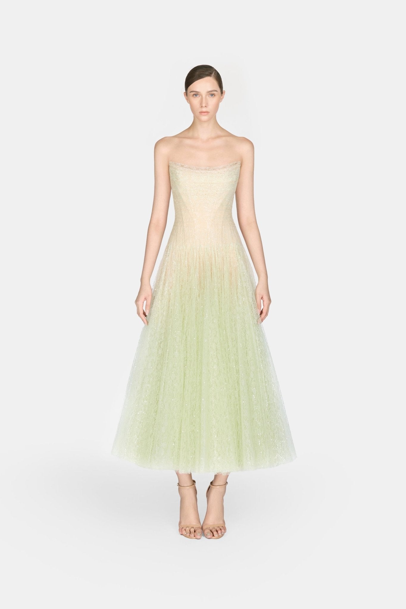 Mint Draped Lace Midi Dress - Montsand