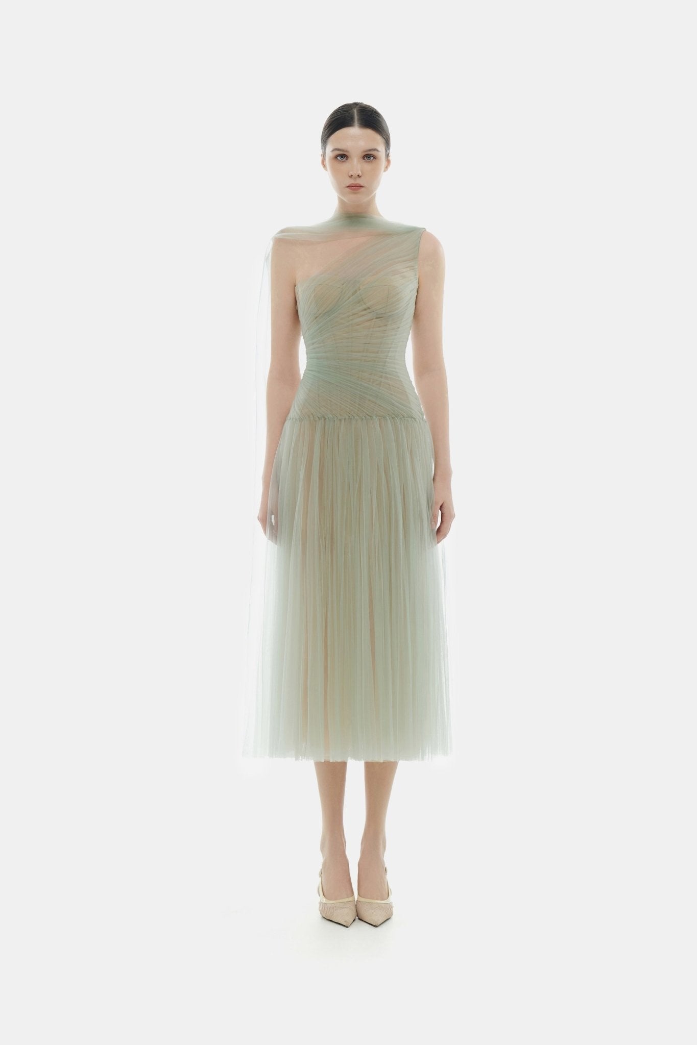 Mint Draped Midi Dress - Montsand