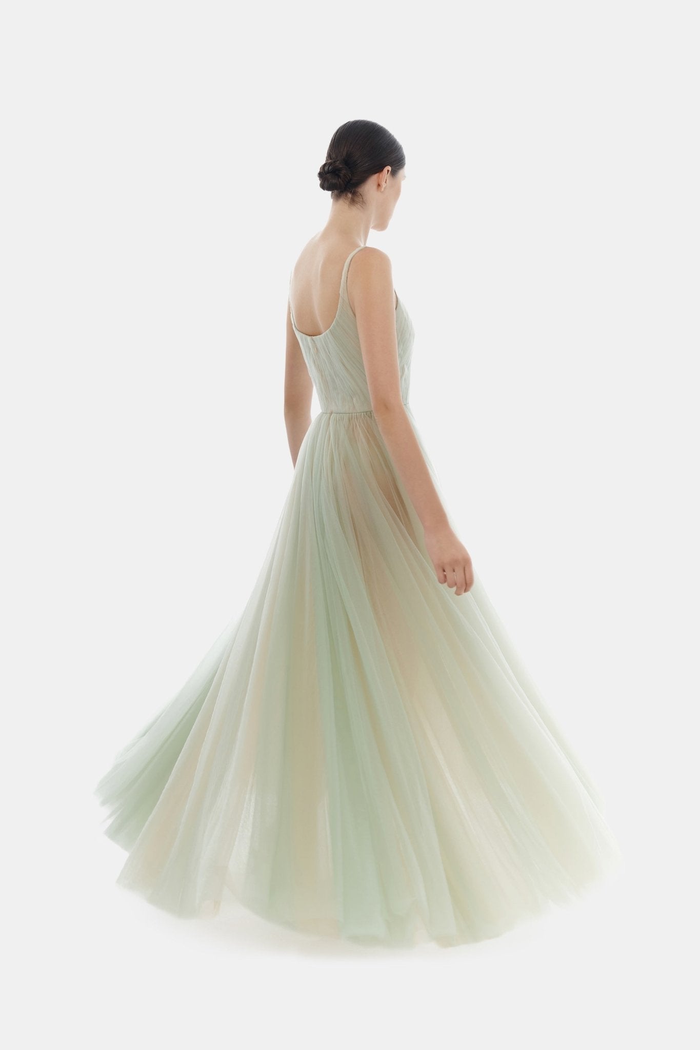 Mint Draped Tulle Maxi Dress - Montsand