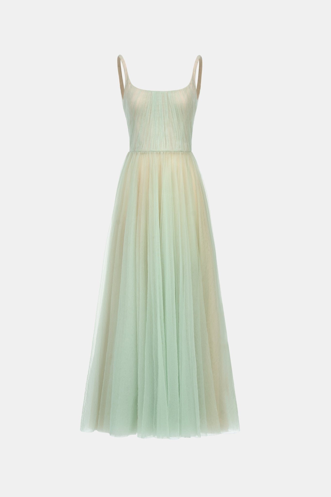 Mint Draped Tulle Midi Dress - Montsand