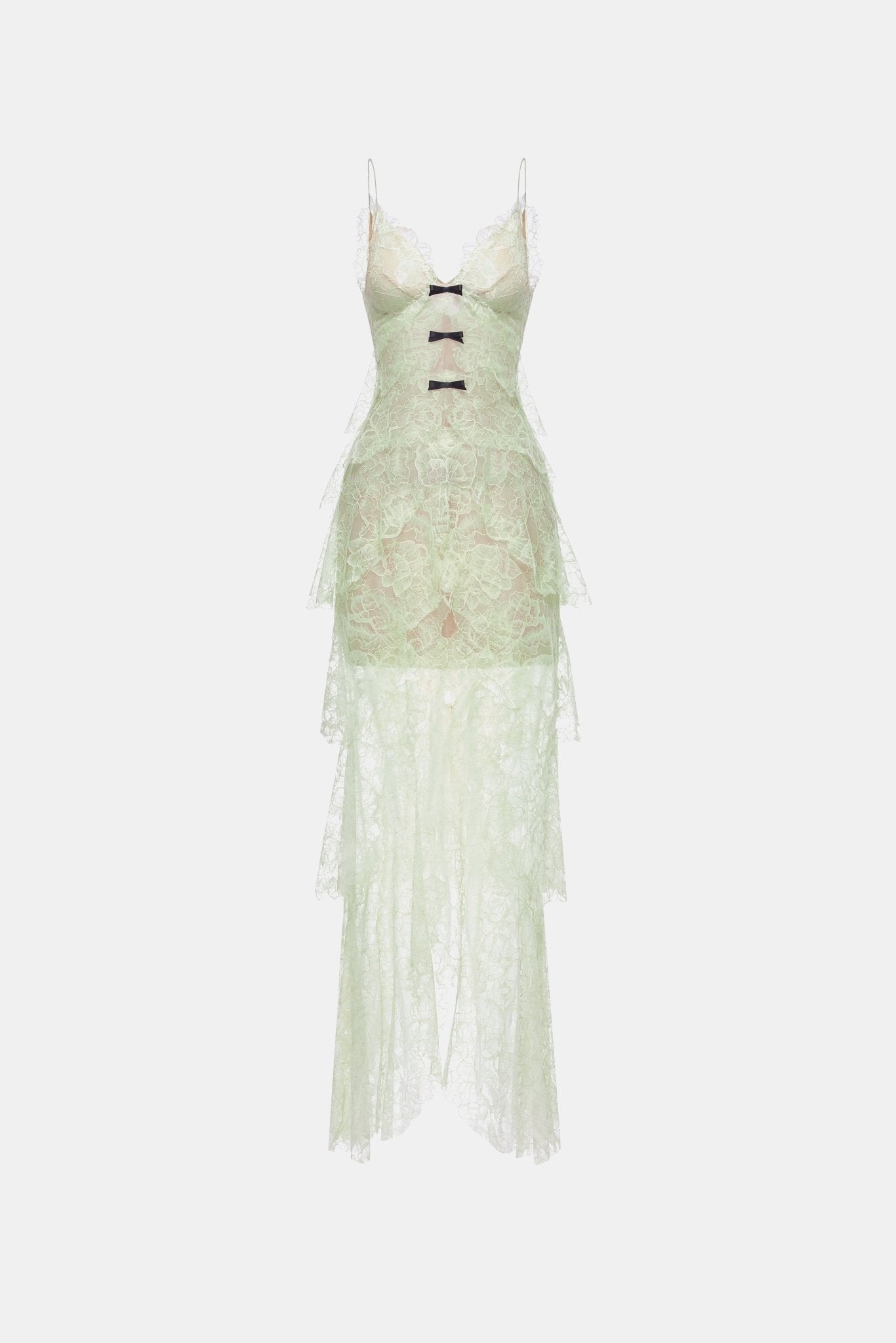 Mint Floral Bow Vneck Maxi Dress - Montsand