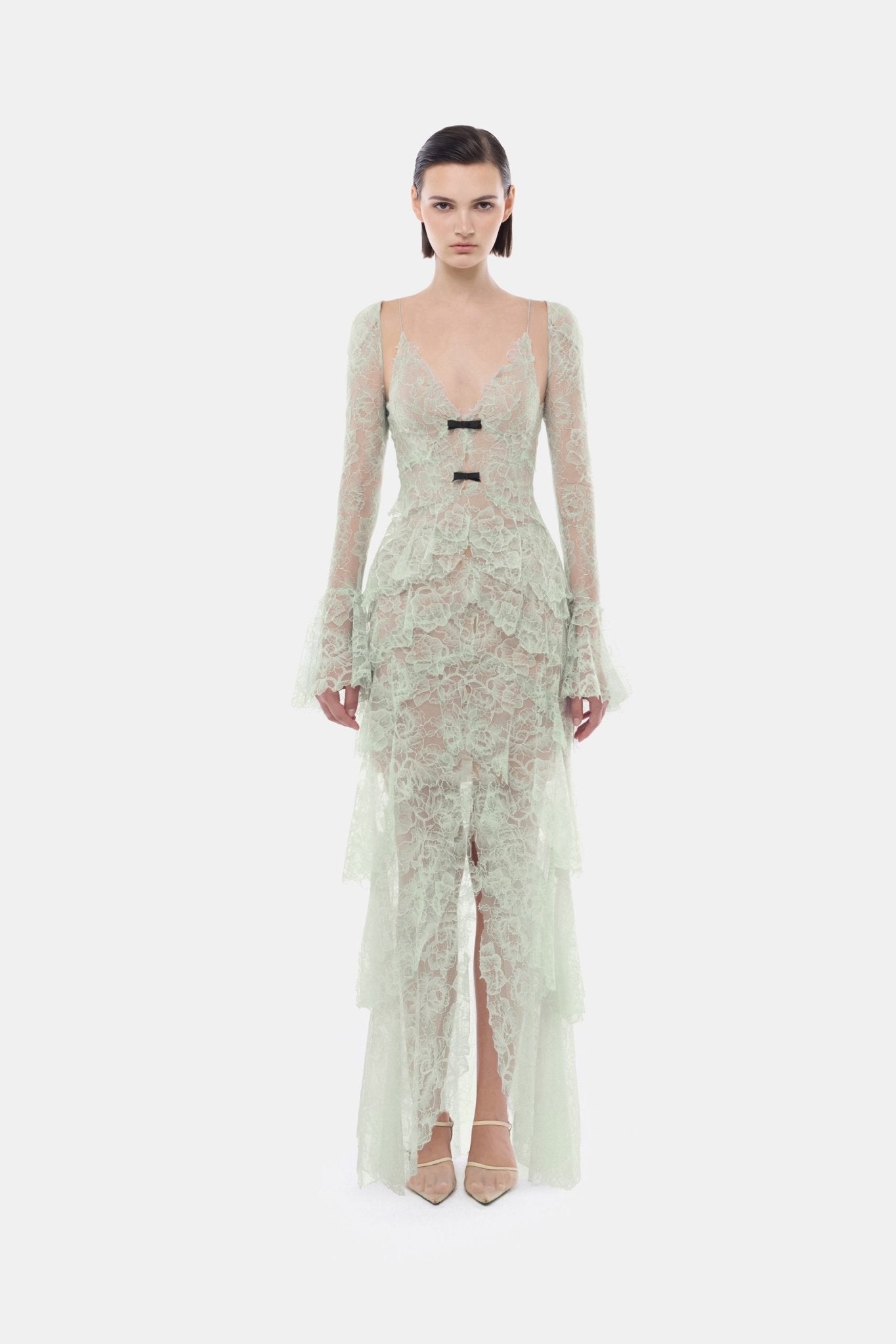 Mint Floral High-Low Maxi Skirt - Montsand