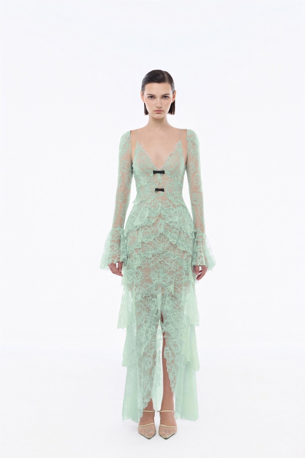 Mint Floral High-Low Maxi Skirt - Montsand