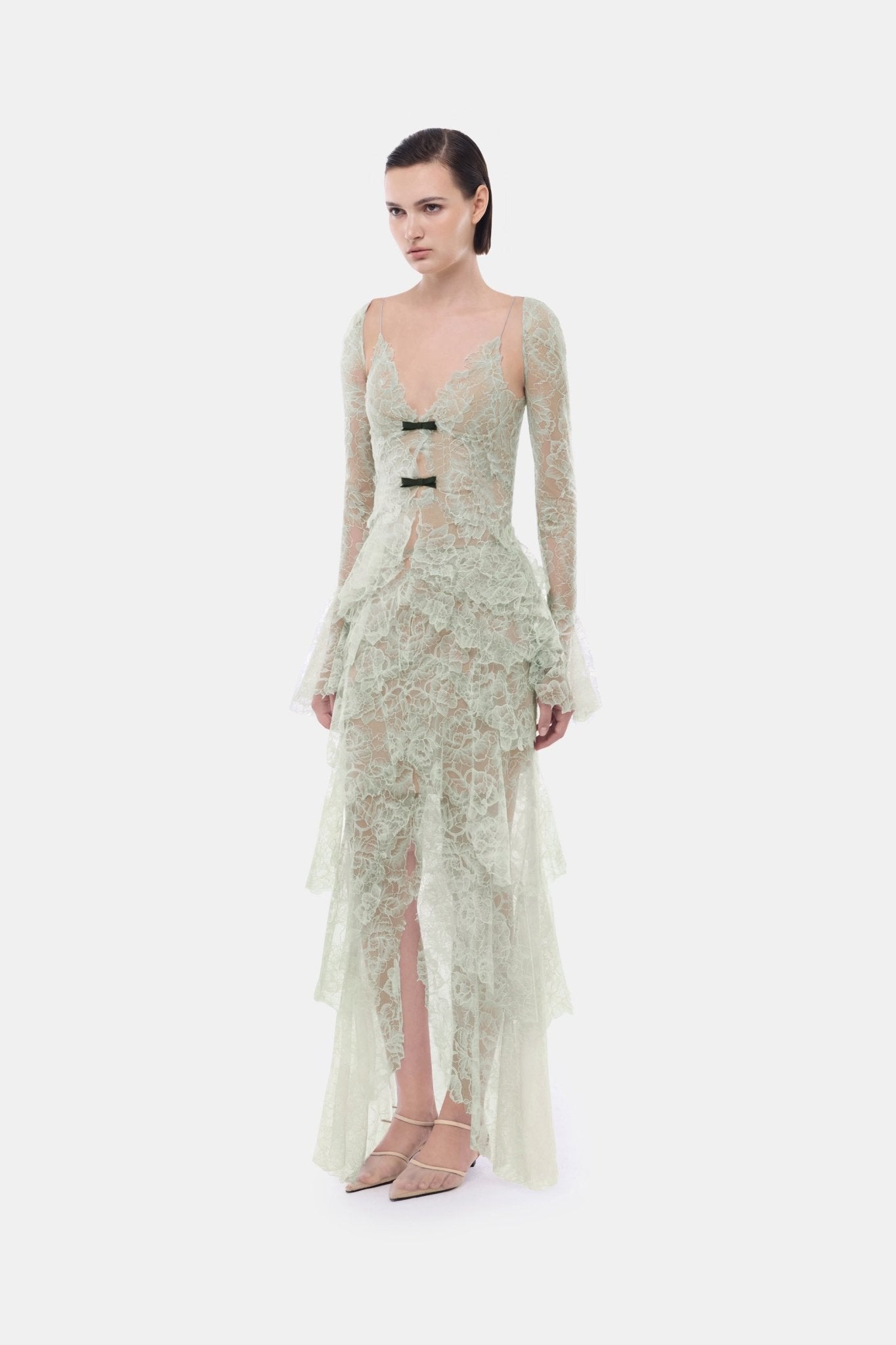 Mint Floral High-Low Maxi Skirt - Montsand
