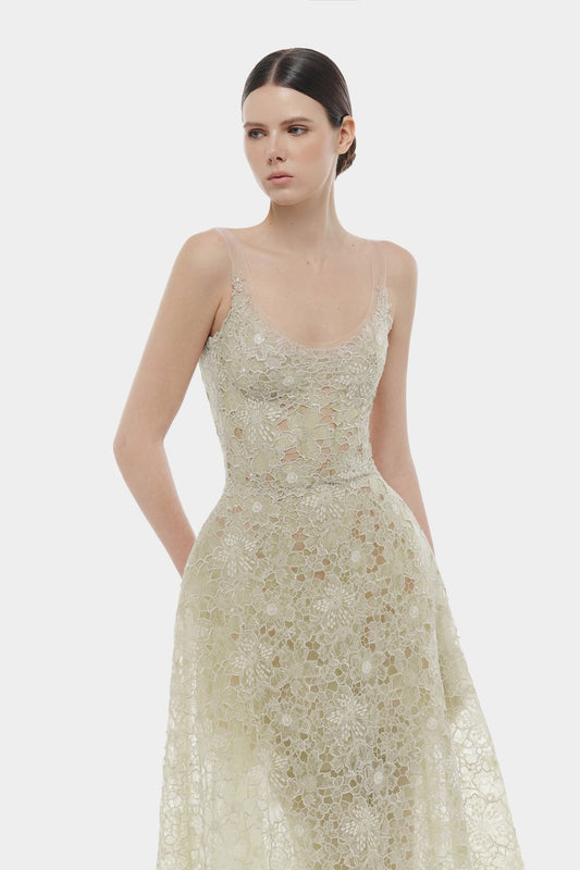 Mint Flower Lace Midi Dress Dresses Montsand