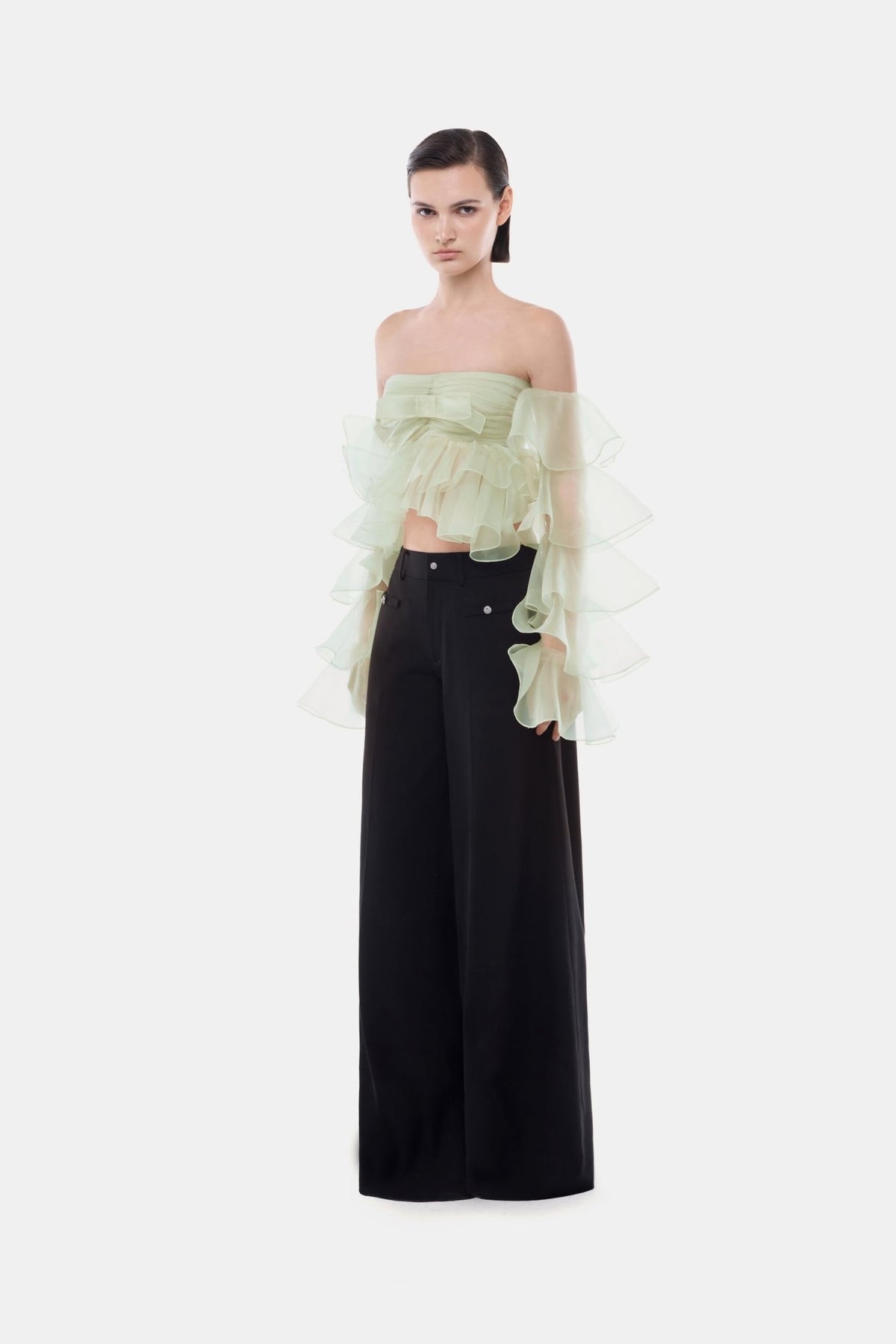 Mint Frill Organza Crop Top - Montsand